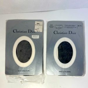 Christian Dior Vogue Ultra Sheer Patterned Black Stockings Panty Hose Hosiery